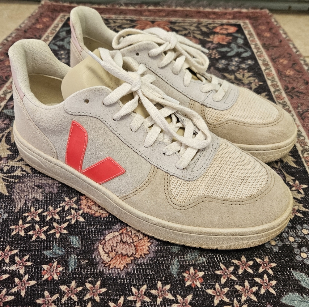 Veja V-10 Lace-Up 'Beige Neon Pink Women 8